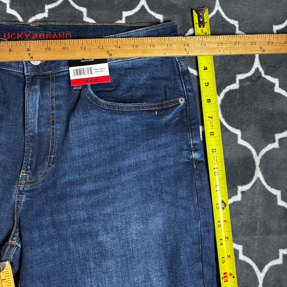 Lucky Brand 223 Straight Leg Mens Jeans 34x30 Dark Blue Wash Stretch Denim NEW - Picture 4 of 10